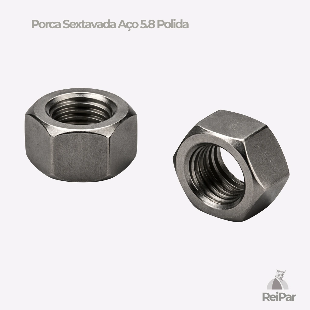 Porca sextavada a&ccedil;o 5.8 polida