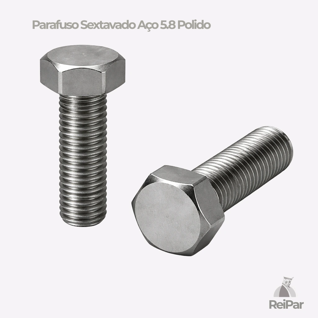 Parafuso sextavado a&ccedil;o 5.8 polido