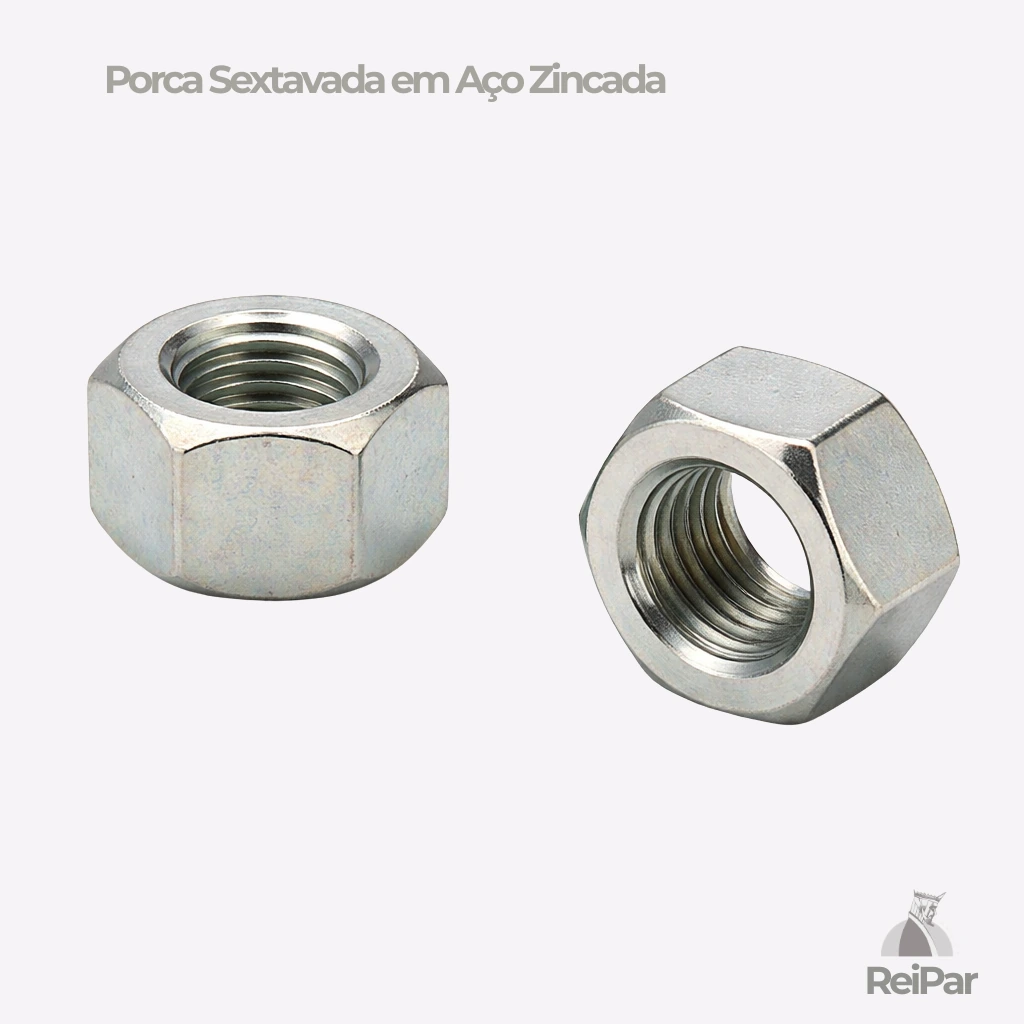 Porca sextavada em a&ccedil;o zincada